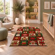 Advent Calendar Doors rug in a nursery with a crib and armchair