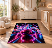 Neon Bowling Rug in a nursery beside a crib and dresser