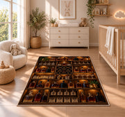 Home Bar Shelf Rug in a nursery beside a crib and dresser