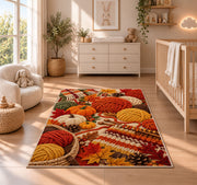 Autumn Yarn Rug in a nursery beside a crib and dresser