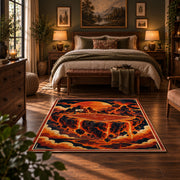 Basketball court area rug beside a bed