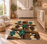 vintage glass insulator rug in a nursery beside a crib and dresser