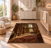 Grand Old Library rug in a nursery beside a crib and dresser