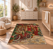 Bicycle at the Bookshop rug in a nursery beside a crib and dresser