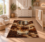Vietnamese Iced Coffee rug in a nursery beside a crib and dresser