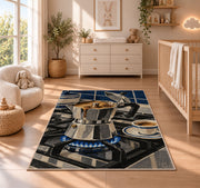 Moka Pot on the Stove rug in a nursery beside a crib and dresser