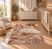 White Cat and Tea rug in a nursery beside a crib and dresser
