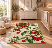 Cherry Branch Rug in a nursery beside a crib and dresser