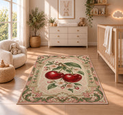 Cherry Arch Rug in a nursery beside a crib and dresser