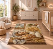 Farmhouse Kitchen Table rug in a nursery beside a crib and dresser