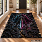 Glowing Fantasy Blade Area Rug shown in room setting, view 4