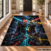 Neon Sci-Fi Battle Area Rug shown in room setting, view 4