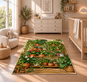 Houseplant Shelf Rug in a nursery beside a crib and dresser