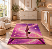Gymnastics Balance Beam Rug in a nursery beside a crib and dresser