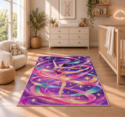 Rhythmic Gymnastics Ribbon Rug in a nursery beside a crib and dresser