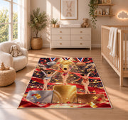 Gymnastics Podium Rug in a nursery beside a crib and dresser