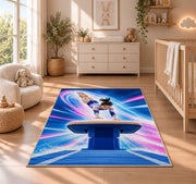Gymnastics Vault Rug in a nursery beside a crib and dresser