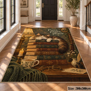 Cat on Antique Books Area Rug shown in room setting, view 4