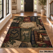 Botanical Vintage Books Area Rug shown in room setting, view 4