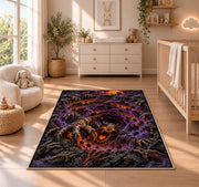 Demon claw abyss vortex area rug in a nursery with a wooden floor