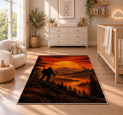 Bowhunter Sunset rug in a nursery beside a crib and dresser