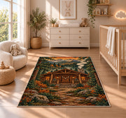 Hunting Cabin rug in a nursery beside a crib and dresser
