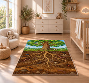 Woodland Tree Roots Rug, Forest Nature Area Carpet for Kids Room and Cozy Living Room Decor - image 4