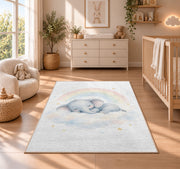 Sleeping Elephant Rainbow Rug, Soft Pastel Nursery Area Carpet for Baby Bedroom and Kids Decor - image 4
