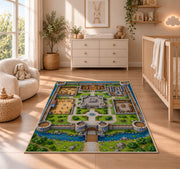 Green Town Street Map Rug, River and Roads Area Carpet for Kids Playroom and Bedroom Decor - image 4