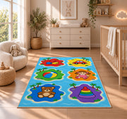 Colorful Sea Creature Shapes Rug, Blue Ocean Area Carpet for Kids Bedroom and Playroom Decor - image 4
