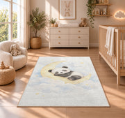 Sleeping Panda Moon Rug, Cream Nursery Area Carpet for Baby Bedroom and Gentle Kids Room Decor - image 4