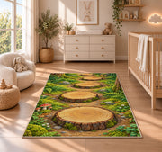 Woodland Tree Stump Path Rug, Green Forest Area Carpet for Kids Bedroom and Nature Room Decor - image 4