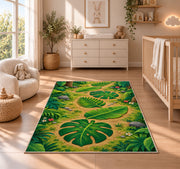 Green Tropical Leaf Path Rug, Botanical Garden Area Carpet for Kids Bedroom and Living Room Decor - image 4