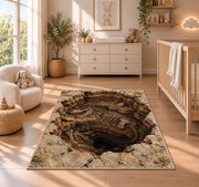 Rustic Cracked Earth Portal Rug, Brown Stone Illusion Area Carpet for Bedroom and Adventure Decor - image 4