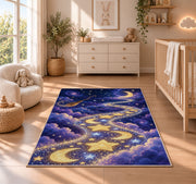 Golden Moonlit Star Trail Rug, room view 4