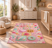 Pink Garden Shapes Rug, room view 4