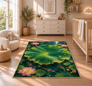 Green Lotus Pond Blossom Rug, room view 4