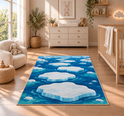 White Cloud Trail Blue Sky Rug, room view 4