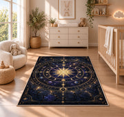 Golden Celestial Circle Rug, room view 4