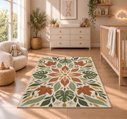 Terracotta Floral Leaves Rug, room view 4