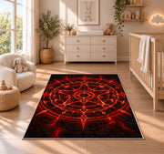 Red Arcane Star Circle Rug, room view 4