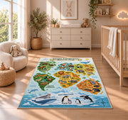 Animal World Map Rug, room view 4