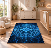 Blue Celestial Compass Rug, room view 4