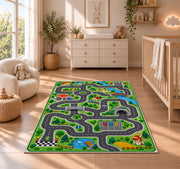 Green City Road Network Rug, Printed Area Carpet for Kids Bedroom and Cozy Living Room Decor - image 4