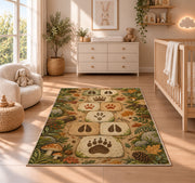 Woodland Paw Trail Rug, Printed Area Carpet for Kids Bedroom and Cozy Living Room Decor - image 4