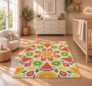 Bright Fruit Medallion Rug, Printed Area Carpet for Kids Bedroom and Cozy Living Room Decor - image 4