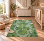 Green Lily Pad Path Rug, Printed Area Carpet for Kids Bedroom and Cozy Living Room Decor - image 4