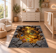 Golden Stone Vortex Rug, Printed Area Carpet for Kids Bedroom and Cozy Living Room Decor - image 4
