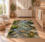 Pebble Stream Bed Rug, Printed Area Carpet for Kids Bedroom and Cozy Living Room Decor - image 4