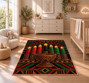 Kwanzaa Unity Cup Rug in a nursery beside a crib and dresser